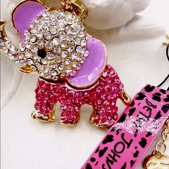 Pink Red Rhinestone Betsey Johnson Elephant - Picture 1 of 4